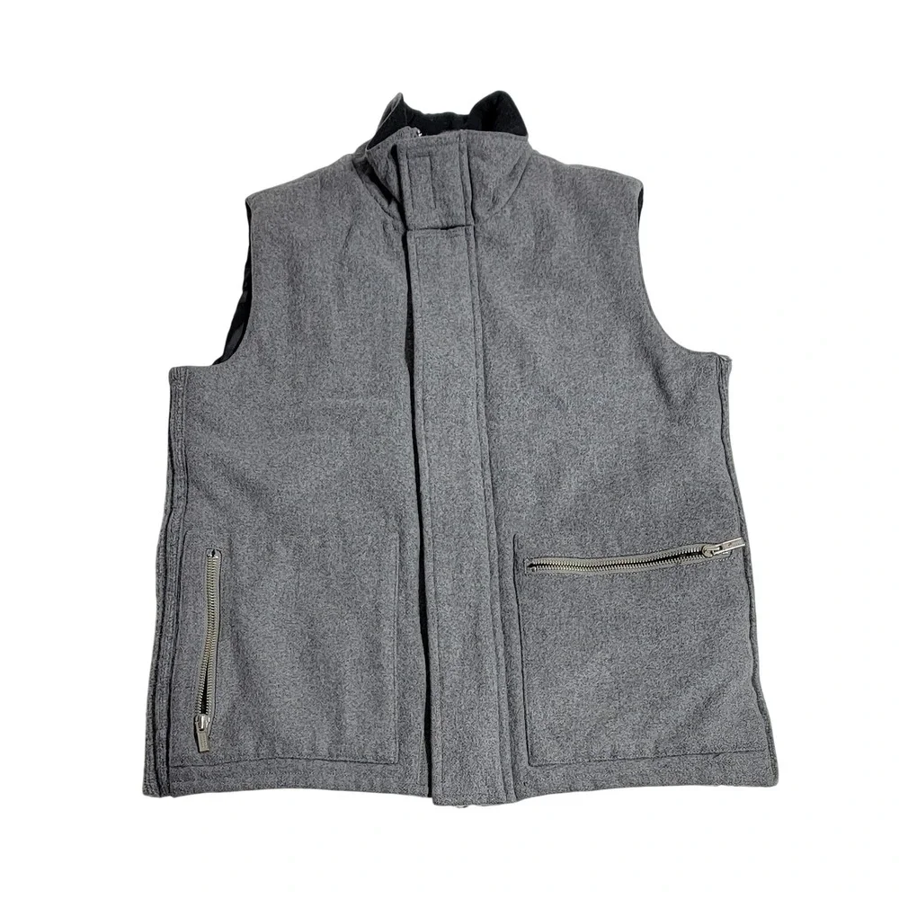 Banana Republic Mens Gray Recycled Wool Blend Full Zip Vest Gilet Small